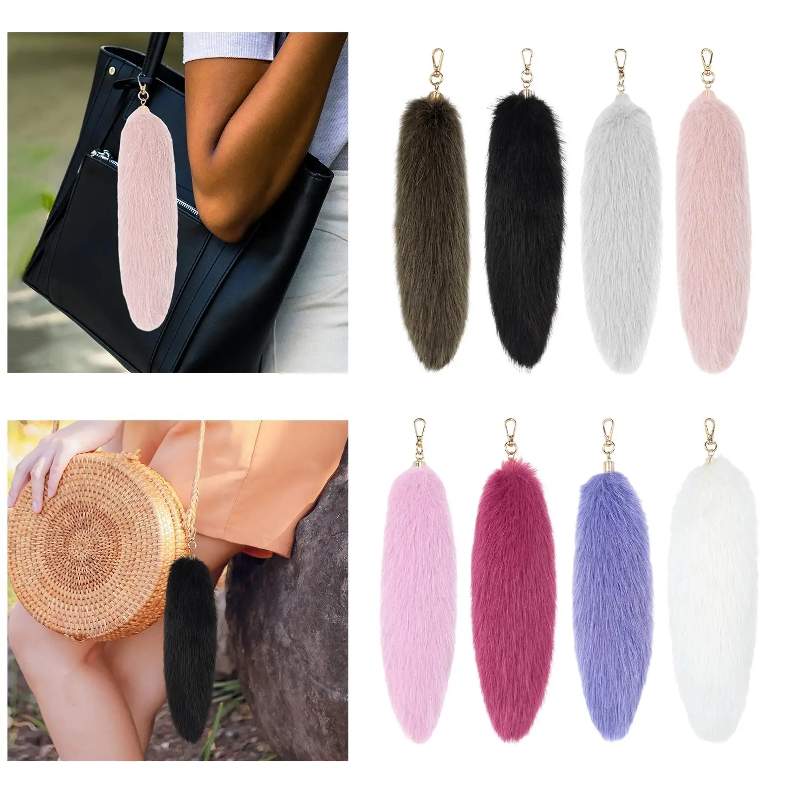 Faux Fur Tails Pendant Furry Keyring Charm Ornament Car Bag Charm Pendant