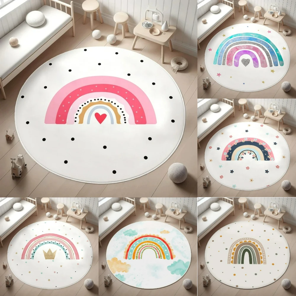 

Мечтательный Радужный круглый ковер, домашний декор, игривый детский игровой коврик для детской спальни, фэнтезийный декор, детский коврик для игр и чтения