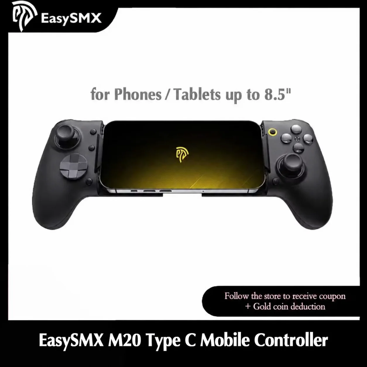 EasySMX M20 Type C mobiele controller, telescopische handgreep geschikt voor telefoons/tablets tot 8,5 inch voor Android/iPhone 15 Xbox Cloud Gaming