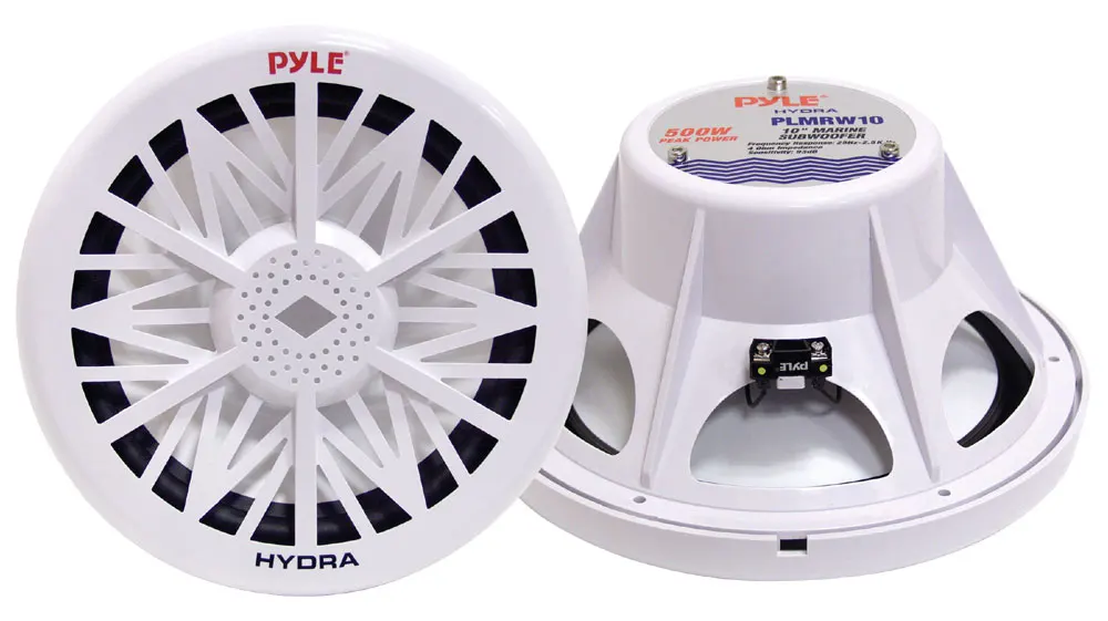 Pyle PLMRW8 8-inch outdoor marine audio subwoofer - 400 watt enkele witte waterdichte basluidspreker voor maritiem stereogeluid