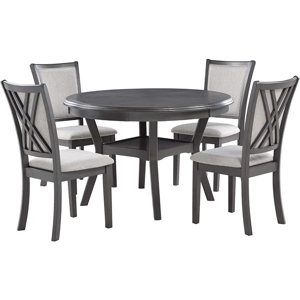 47‘’ 5-Piece Dining Table Set, Gray Modern Dining Room Sets, Kitchen Table and 4pcs Chairs