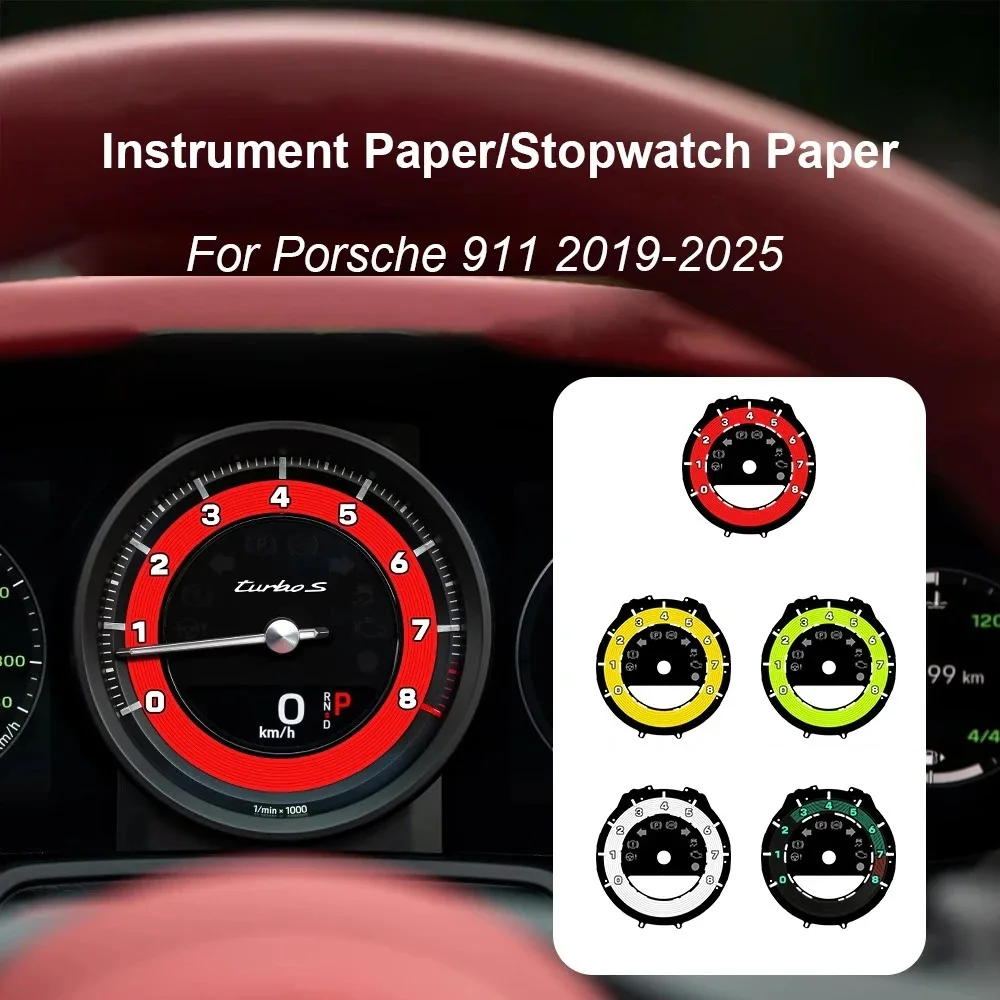 

For Porsche 911 992 Car Dashboard Instrument Paper GT3 Speed Meter GT3RS Mileage Speedometer Overlay Dial Background Accessories