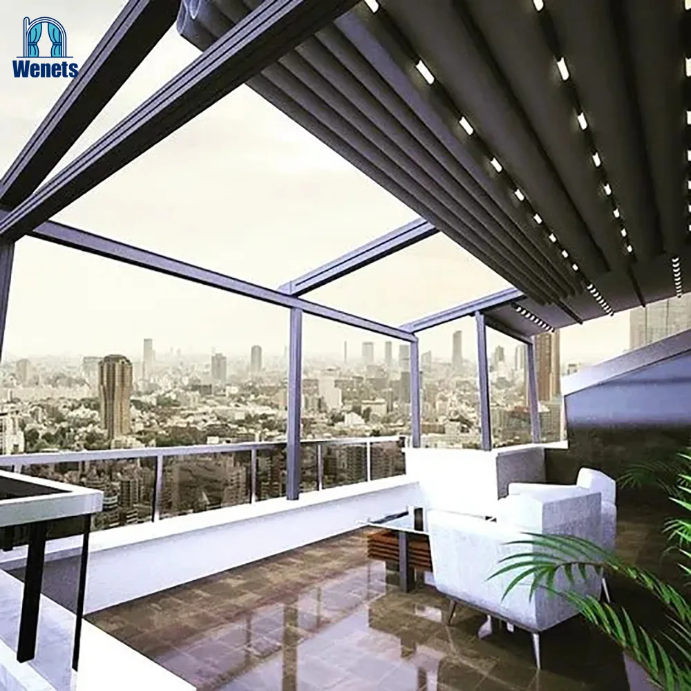 

Умный водонепроницаемый моторизованный навес-пергола с выдвижным тентом для сада и патио