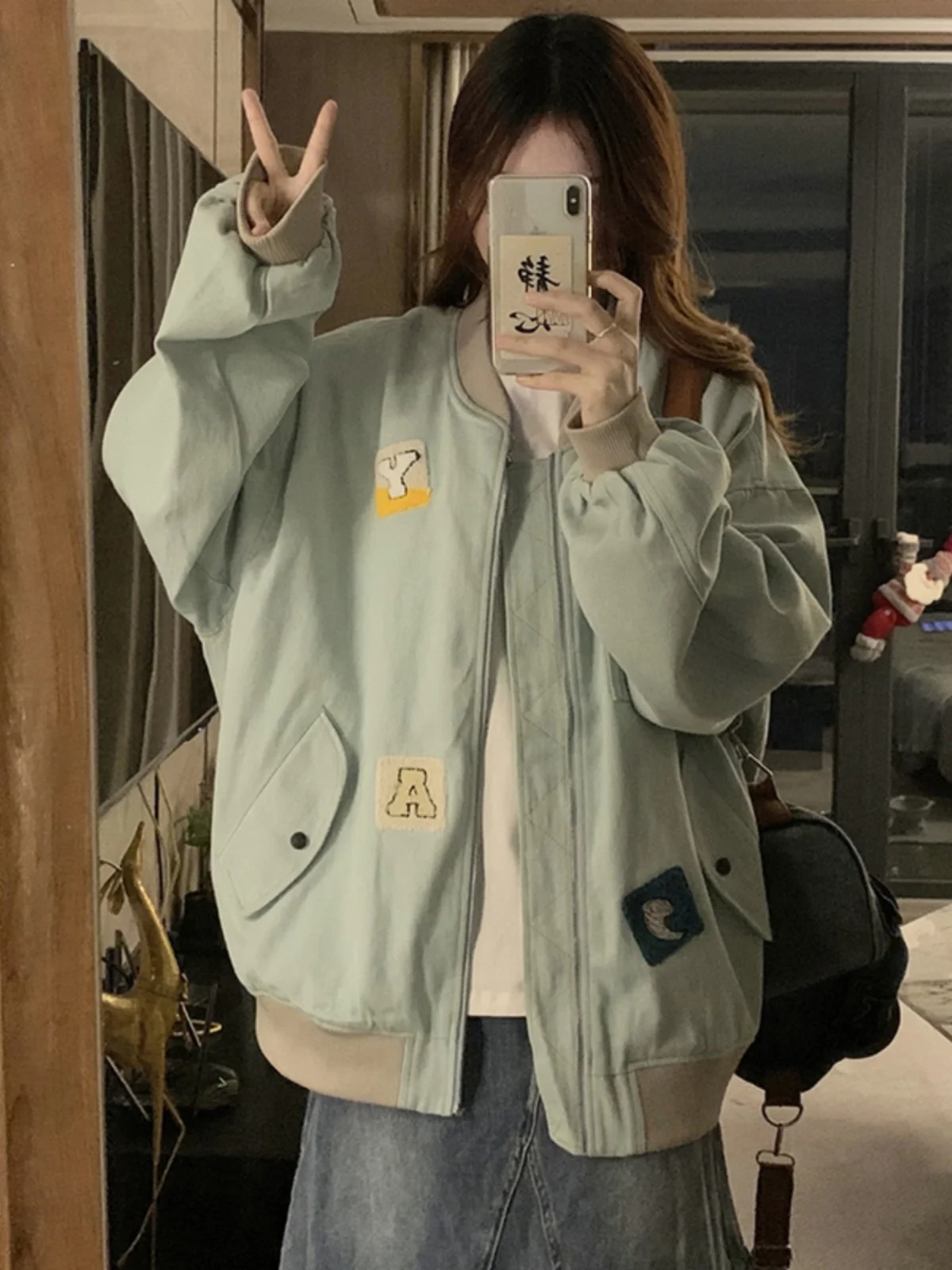 

Baseball Jackets Nylon Womens Spring-Autumn Knitwear Safari Outwears Knitted Multi-Colored Splicing Sun-Proof Cropped Batwing OL