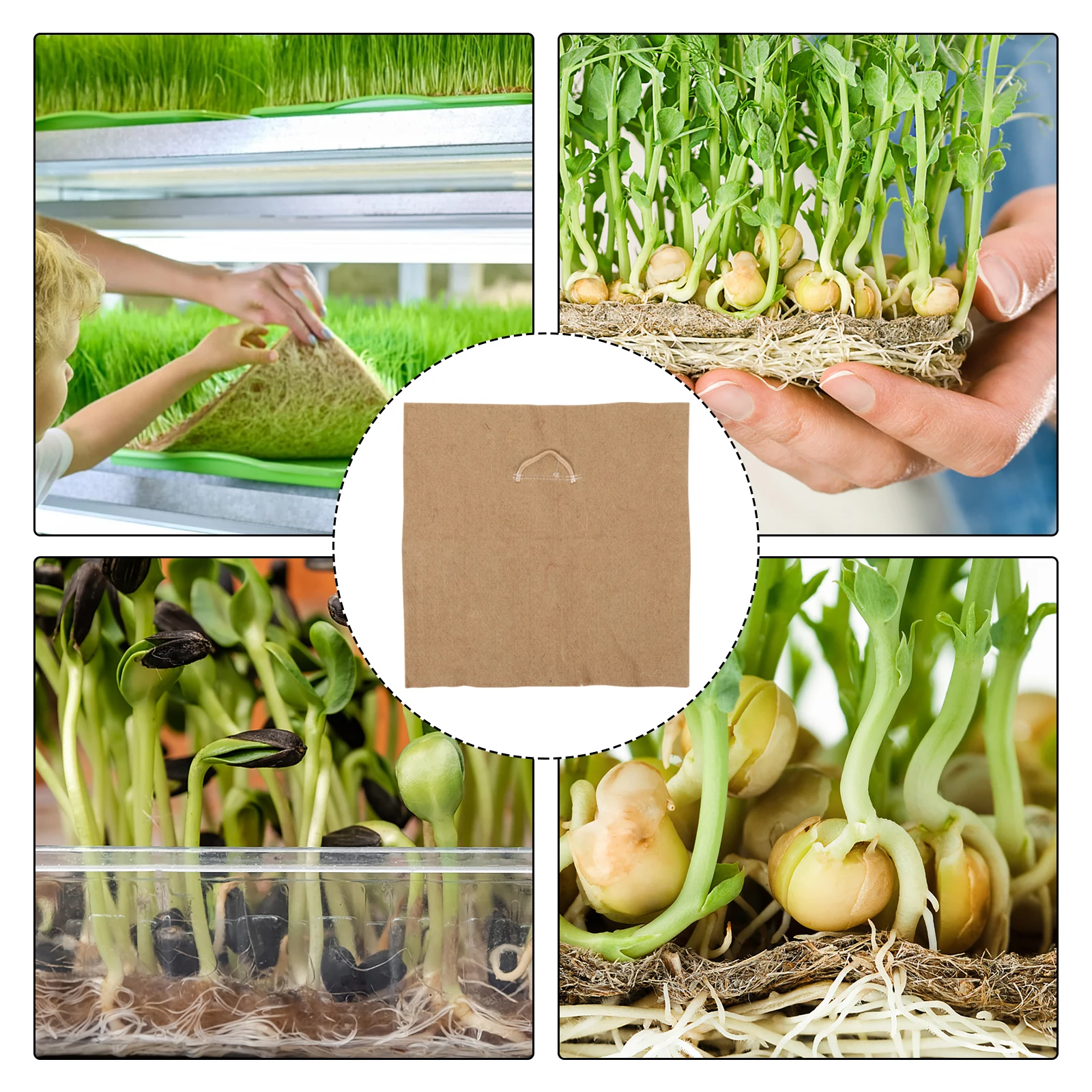

4pcs Jute Growing Pad Microgreens Seed Paper Moisturizing Tray Germination Mats Reusable Sprout Seeder Gardening