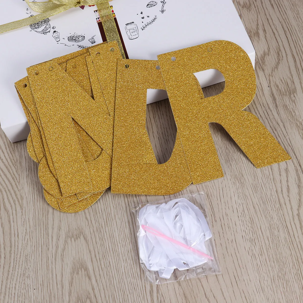 Glitter Letters Hearts Wedding Banner String Bunting Garland Chic Romantic Decor for Bridal Shower Engagement view 6