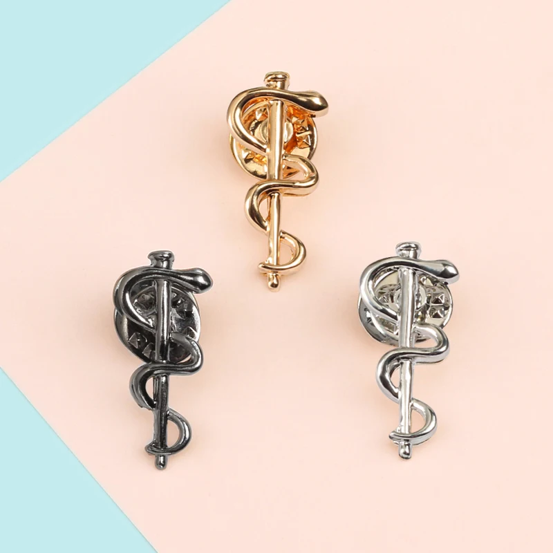 Nurse Doctor Lapel Pin Medical Organization WHO Brooches Metal Snake Stick Badges Shirt Jackets Bag Enamel Pins Fashion Jewelry