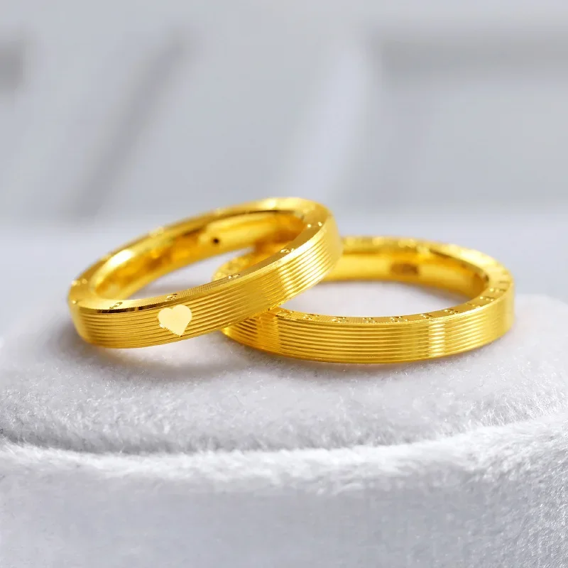 24K Pure Gold 520 Digital Love Couple Ring, AU999 High-quality Ring Valentines Day Gift Ring for Girlfriend Birthday Gift