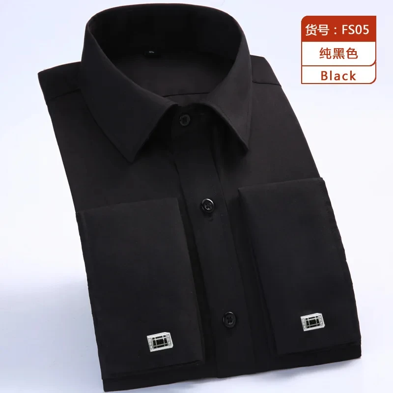 

kx447 Men's French cuff formal shirt new white long-sleeved business button men's shirt regular fit cuff button shirt M~6XL