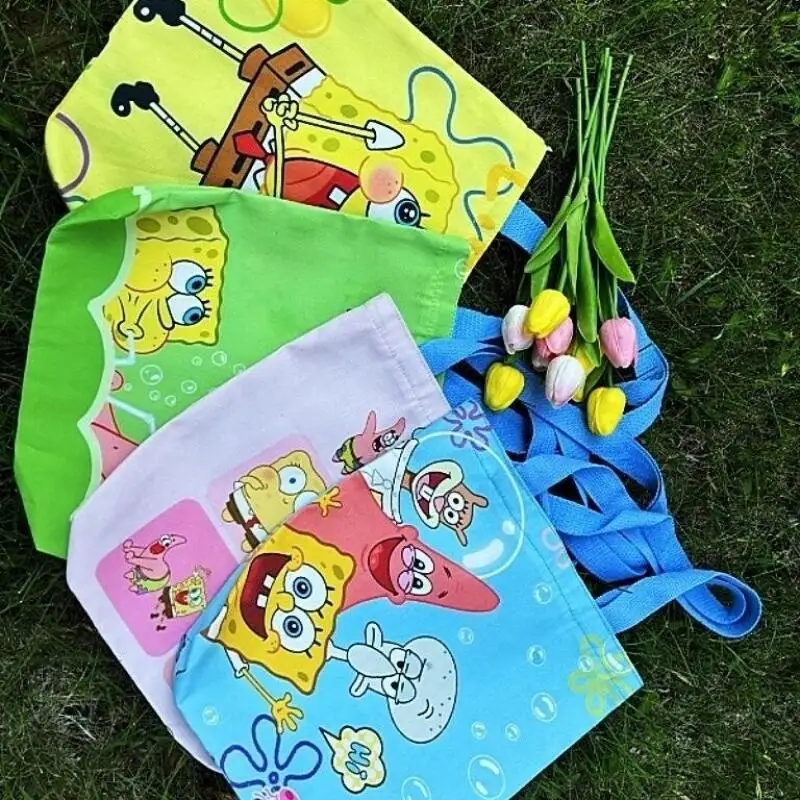

Spongebob Squarepants Cartoon Canvas Bag Cute Shoulder Bag Wear Resistant High-Capacity Convenient Children's Birthday Gift