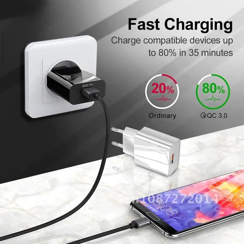 

Fast Charger 18W 5A QC 3.0 USB Charger Quick Charge Type C Cable for Huawei Samsung Xiaomi Redmi Google Pixel 6 Pro EU US Plug