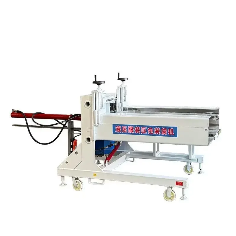 Automatic hydraulic clothing compression baler woven bag down jacket quilt plush clothes bagging machine