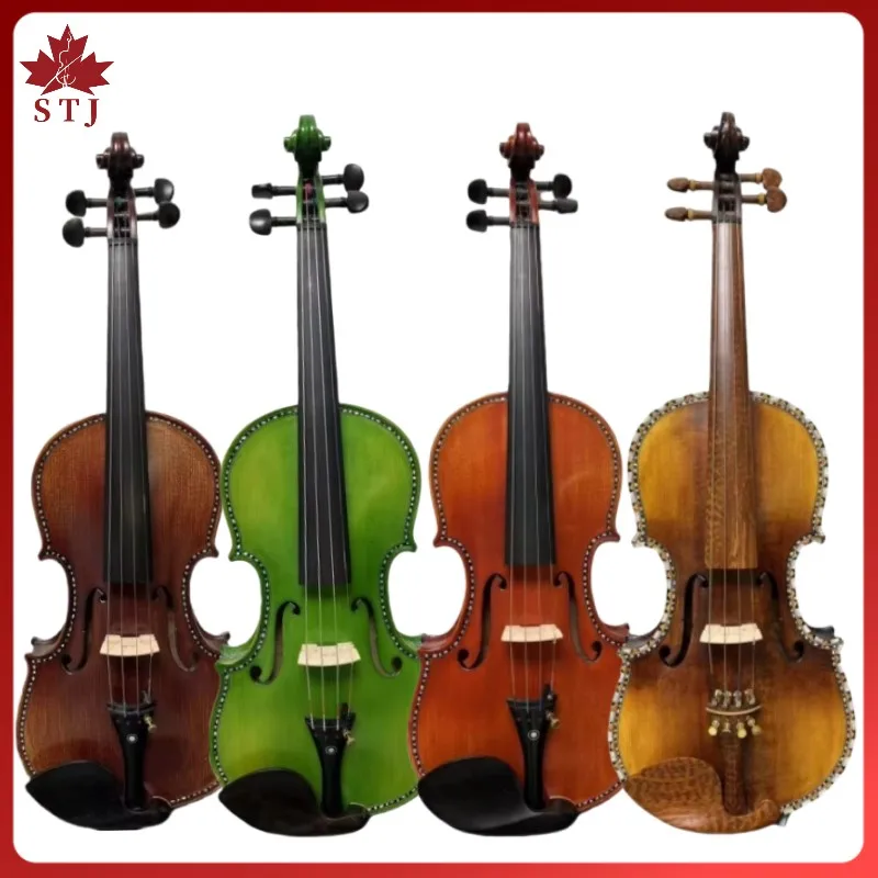 High-quality Strad style Violin 4/4,solid wood beautiful drawing and inlay shell,Master tone!