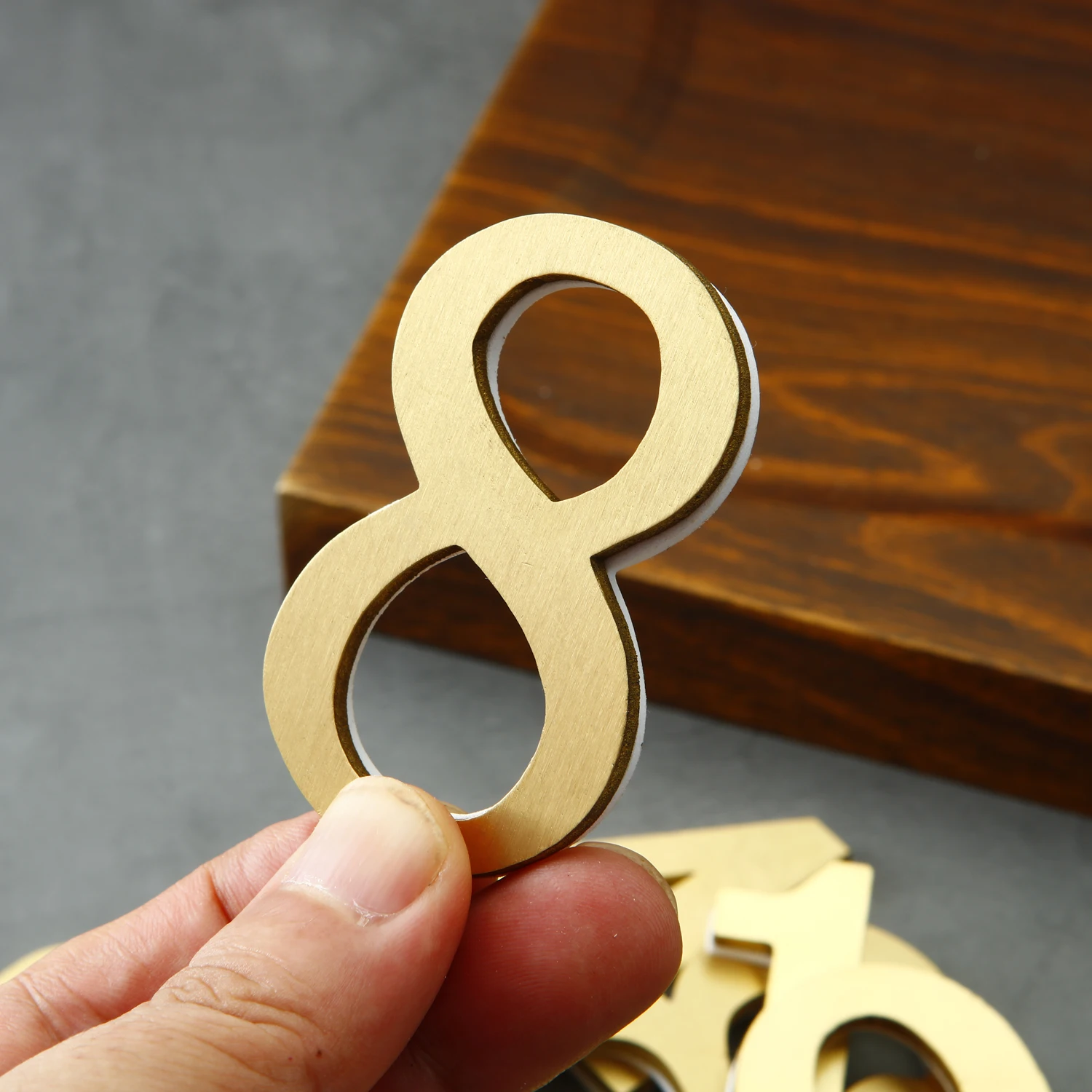 1Pcs 3Inch Brass House Numbers Self-Adhesive Mailbox Numbers 3D Door Number for Outside Hotel Home Address Sticker #0-9