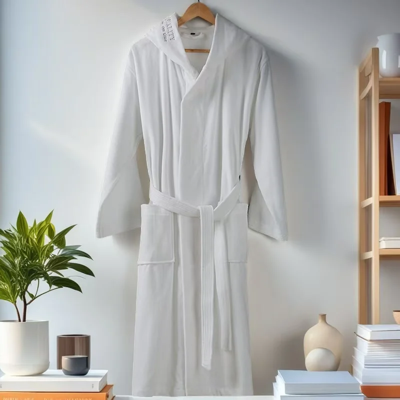 Bathrobe Men Hooded Winrer Cotton Thick Long White Towel Fleece Robe Dressing Gowns Pajamas Sleep Wear Plus Size XXL Men's Robe