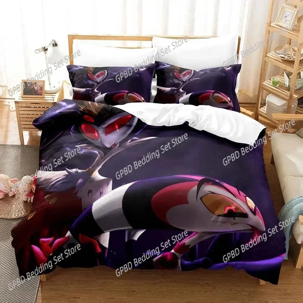 Anime Stolas Helluva Hazbin Hotels Boss 3D Bedding Set Duvet Cover Pillowcases Single Twin Full Queen King Size Home Decor Quilt 2