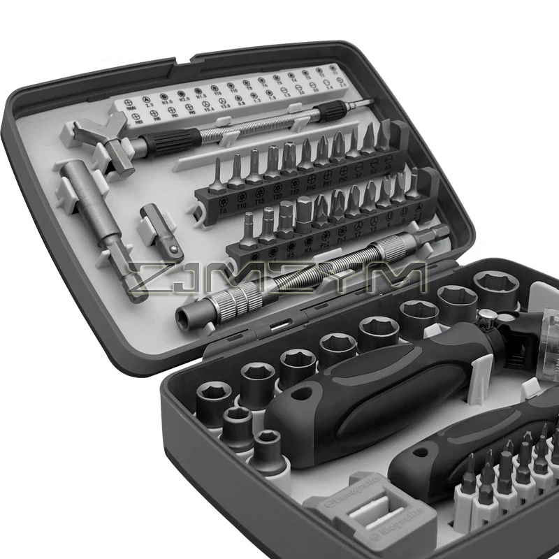 68 in 1 Ratcheting Screwdriver Set with Rotatable Ratchet Handle Magnetic Torx Bits Socket Multifunctional Hand Tool