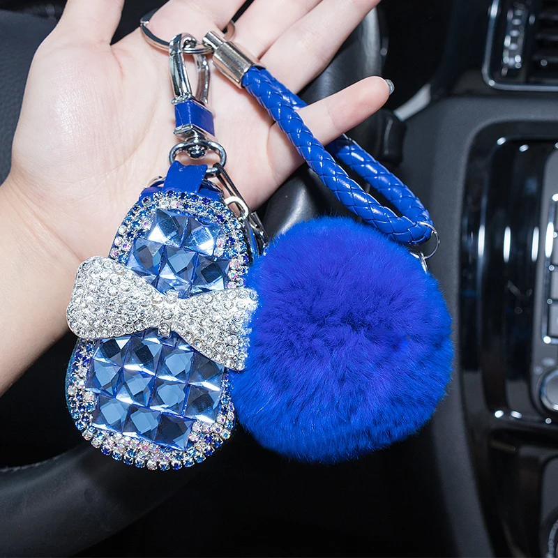 Afbeelding 7: Diamanten Bezaaid Autosleutel Case Hanger Leuke Creatieve Universal Sleutelhanger Ornament Bag Case Porta Chave Purse Funda Llave Sleutel houder