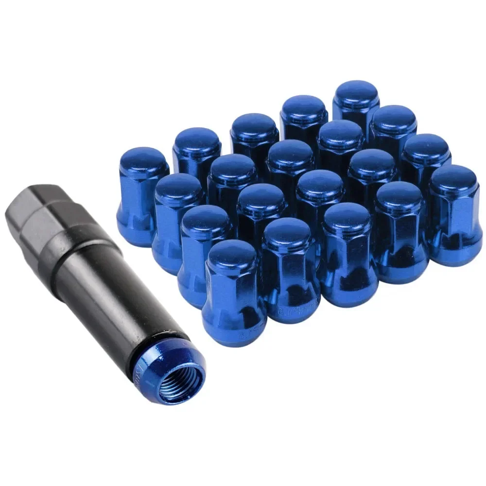 20PCS+1Key Heptagonal Wheel Lug Nut Steel Wheel Nut Universal Racing Iron Lock Locking Lug Nuts M12 X 1.5 1.25 for Most Vehicle