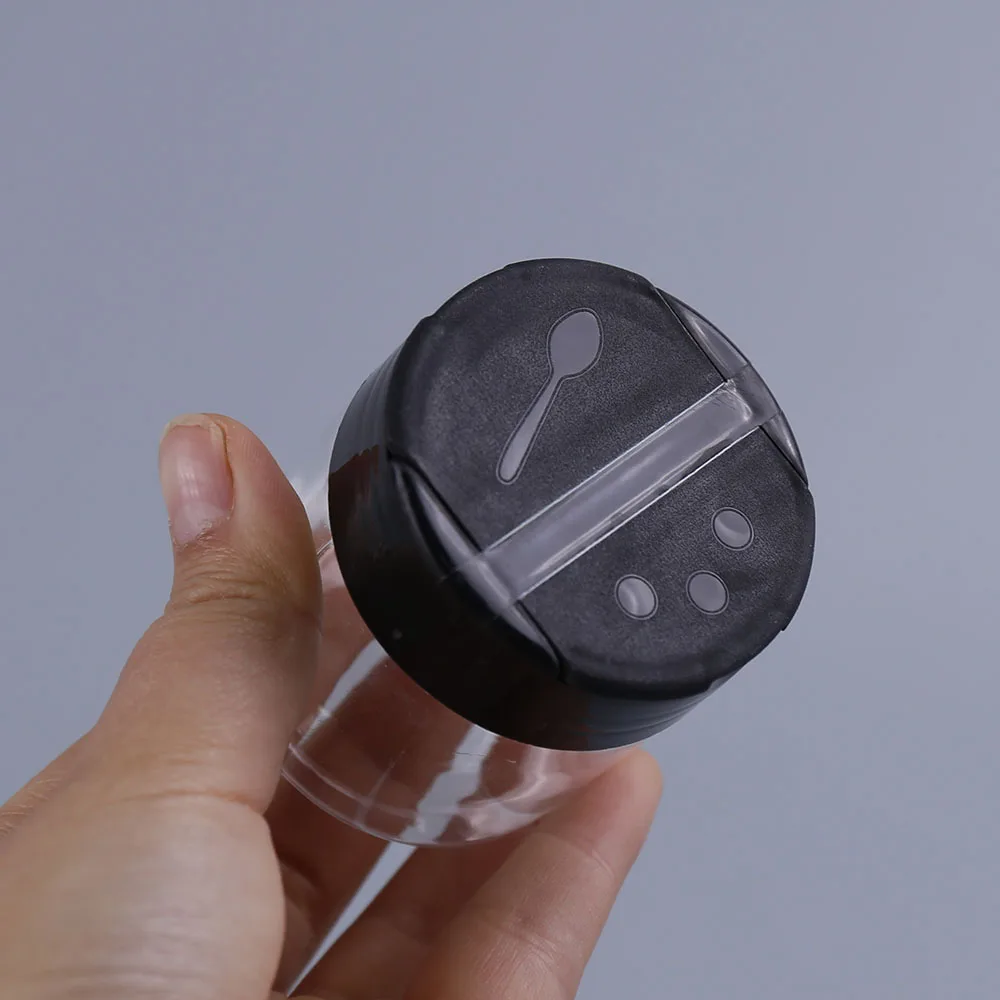 Tarro de especias de plástico con tapas de coctelera, tarro de condimentos transparente, contenedor de almacenamiento de sal y pimienta en polvo para cocina, 30 Uds.
