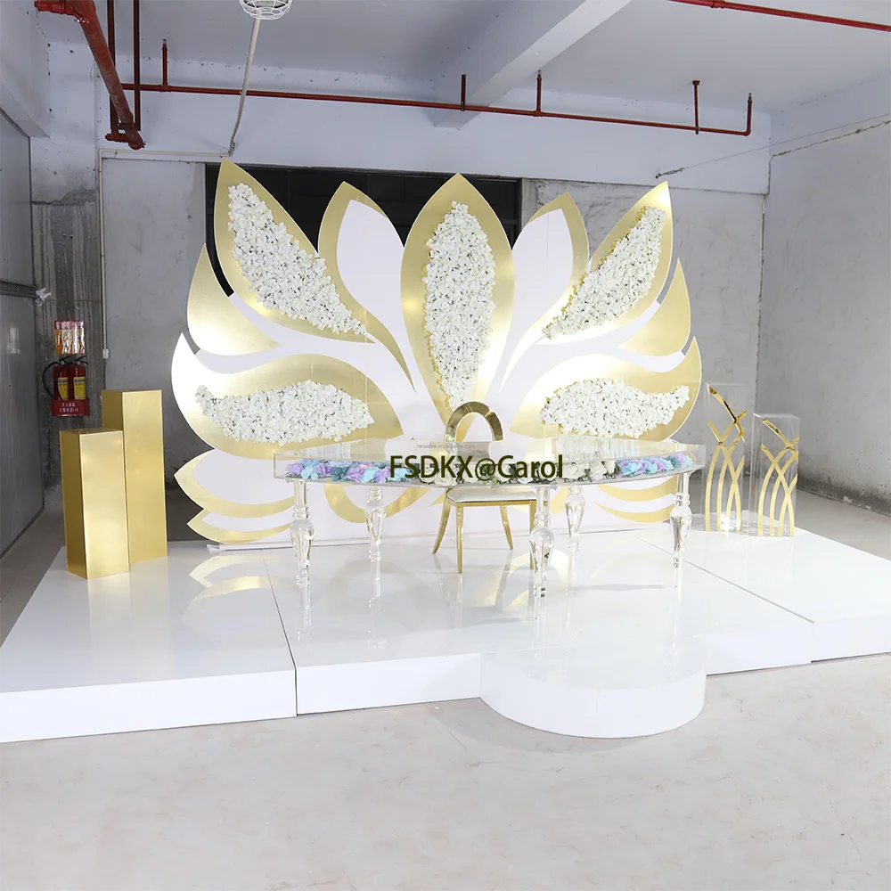 

Oem Factory Price White Gold Acrylic Wedding Stage Wedding Supplies Wedding Decoration Party Dance Floor Stage