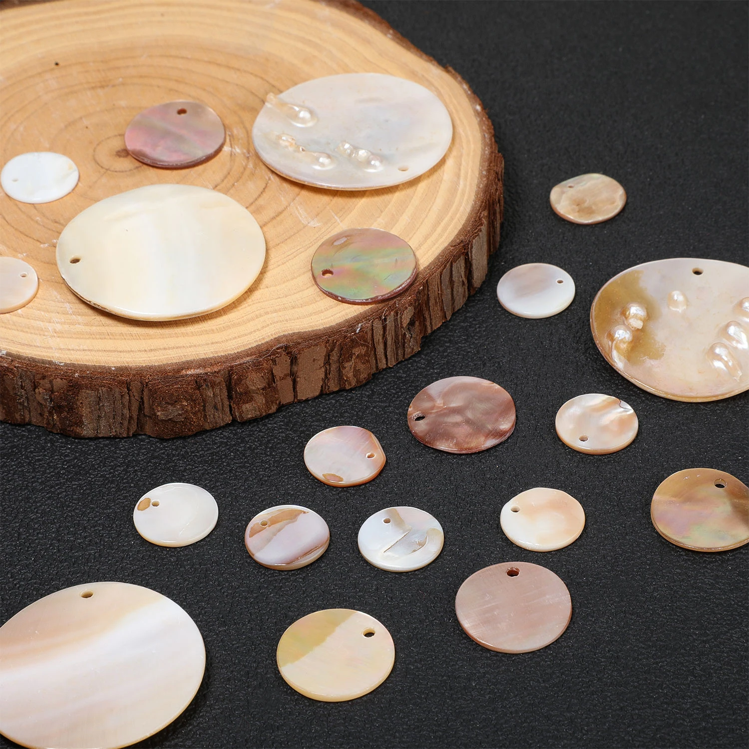 Natural Edge Holes Mother of Pearl Round Disc Shell Pendant for Jewelry Making DIY Charm Dangles Necklace Earrings Accessories