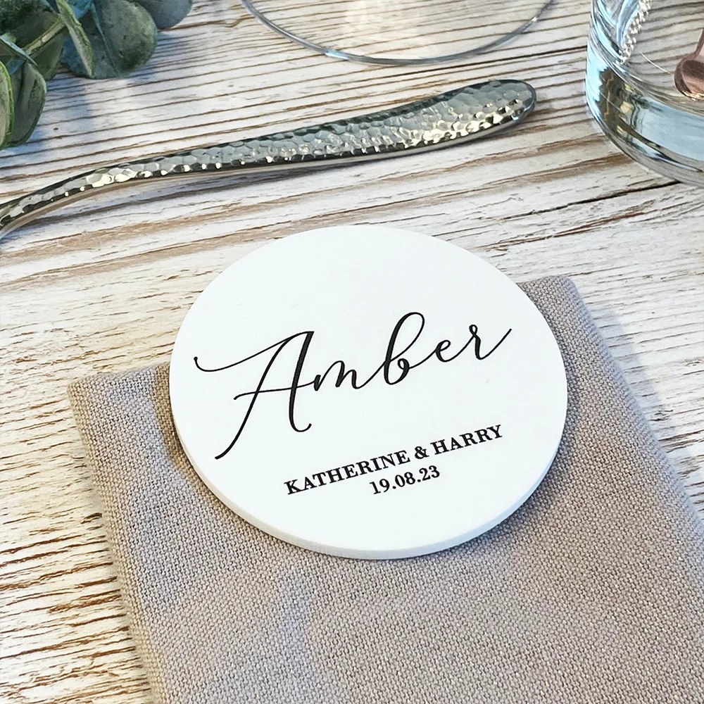 Personalised Acrylic Wwedding Place Names As Coasters Luxury Custom Mirror Gold Card Table Name Guest Seating Decor Engraved Tag