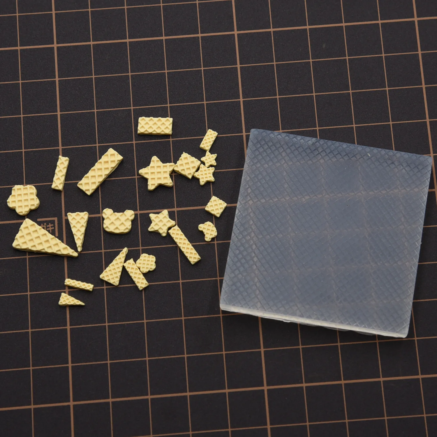 Galletas de gofre en miniatura, galletas tostadas, molde de silicona texturizado, arcilla ultraligera, wafers en miniatura, galletas, moldes DIY