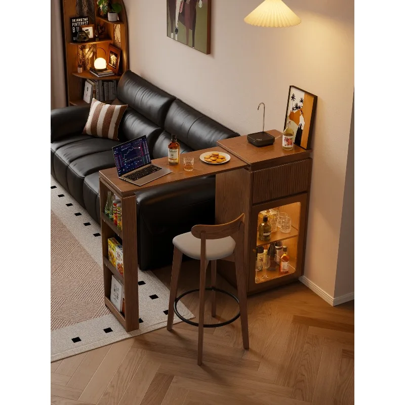 

Выдвижной барный шкаф из массива дерева, для гостиной, балкона, домашняя перегородка, приставной шкаф для столовой, для малогабаритной квартиры