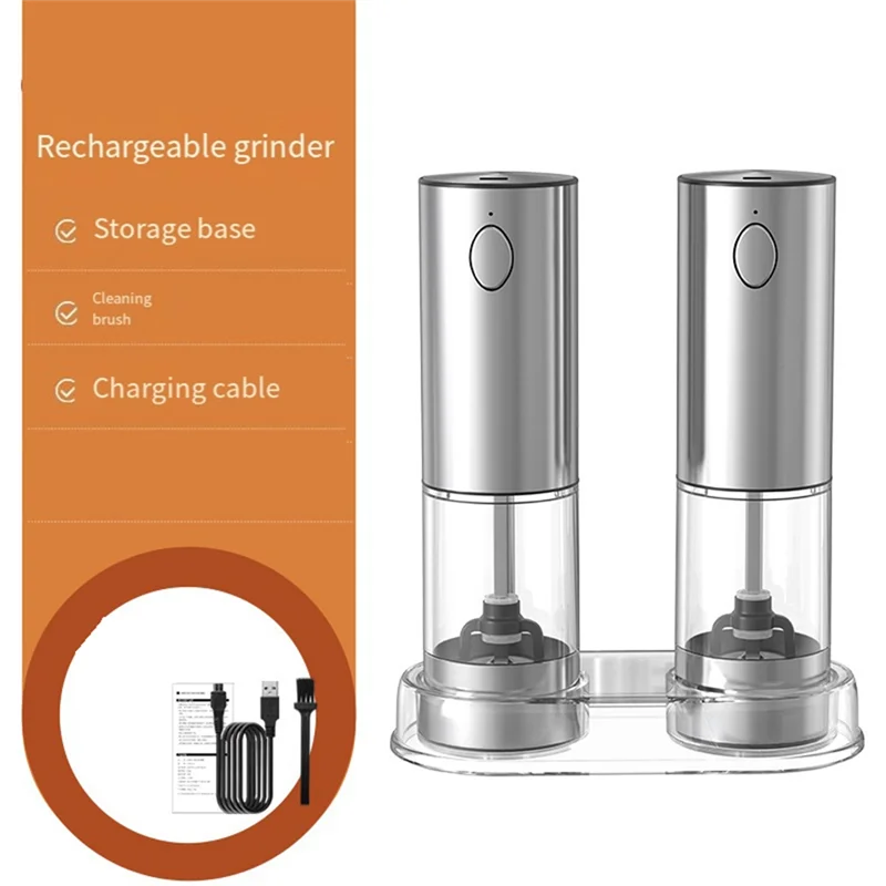 

G6-Electric Salt Pepper Grinder Set USB Rechargeable Adjustable Coarse And Fine Spice Grinder Kitchen Tools