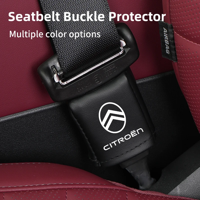 Full Coverage Leather Car Seat Belt Buckle Cover Protector For Citroen C4 C3 C5 C1 C2 Berlingo Celysee Cactus Picasso Saxo Grand 2