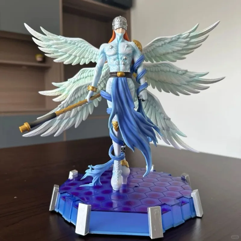 29cm 애니메이션 디지몬 모험 피규어 Angewomon Angemon Emit Light 액션 인형 Pvc 동상 모델 컬렉션 인형 장난감 선물