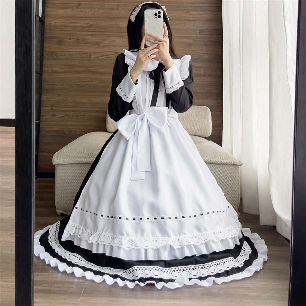 Men Maid Costume Plus Size 5XL Maiddresses Woman Black White Long Dress Maid Cosplay Lolita Casual Men Maid Costume Plus Size 5XL Maiddresses Woman Black White Long Dress Maid Cosplay Lolita Casual