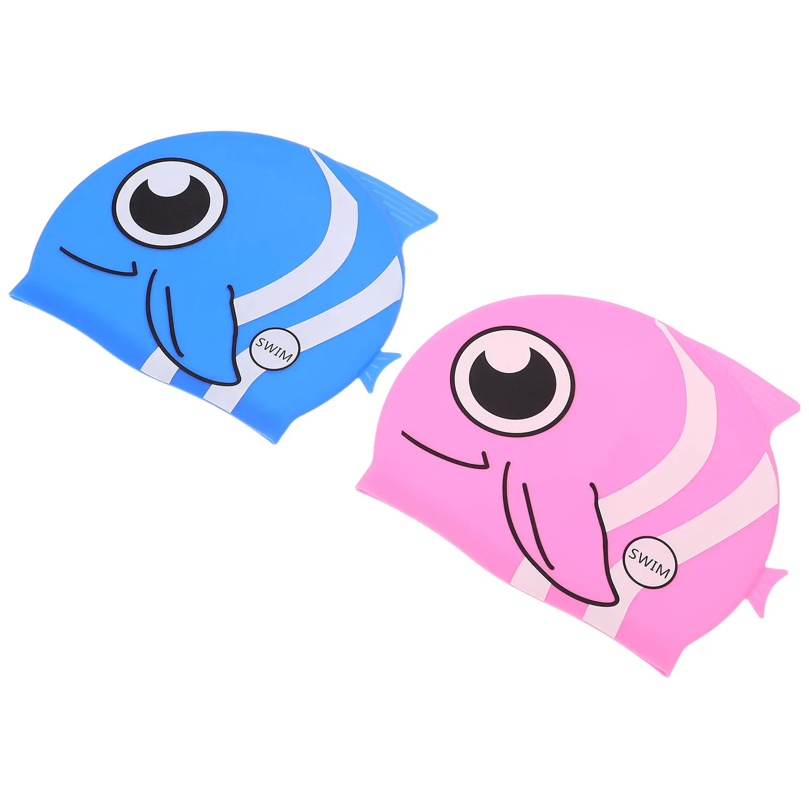 

Детская силиконовая шапочка для плавания с рисунком рыбы, водонепроницаемая, эластичная, для тренировок в бассейне, 2 шт.
