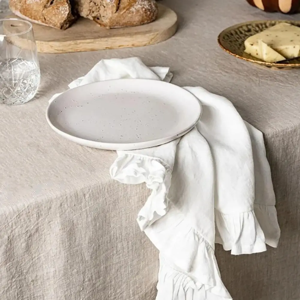 

Салфетка для стола однотонная с плиссированным краем и оборками, машинная стирка, для обедов, завтраков, послеобеденного чая, декор для стола