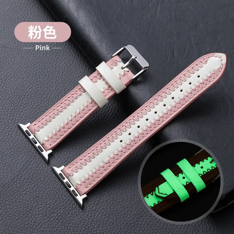 FF-12ht Suitable for iwatch 6 5 4 SE 3 2 watch strap leather fluorescent luminous for Apple Watch 38mm-44mm fashion wristband