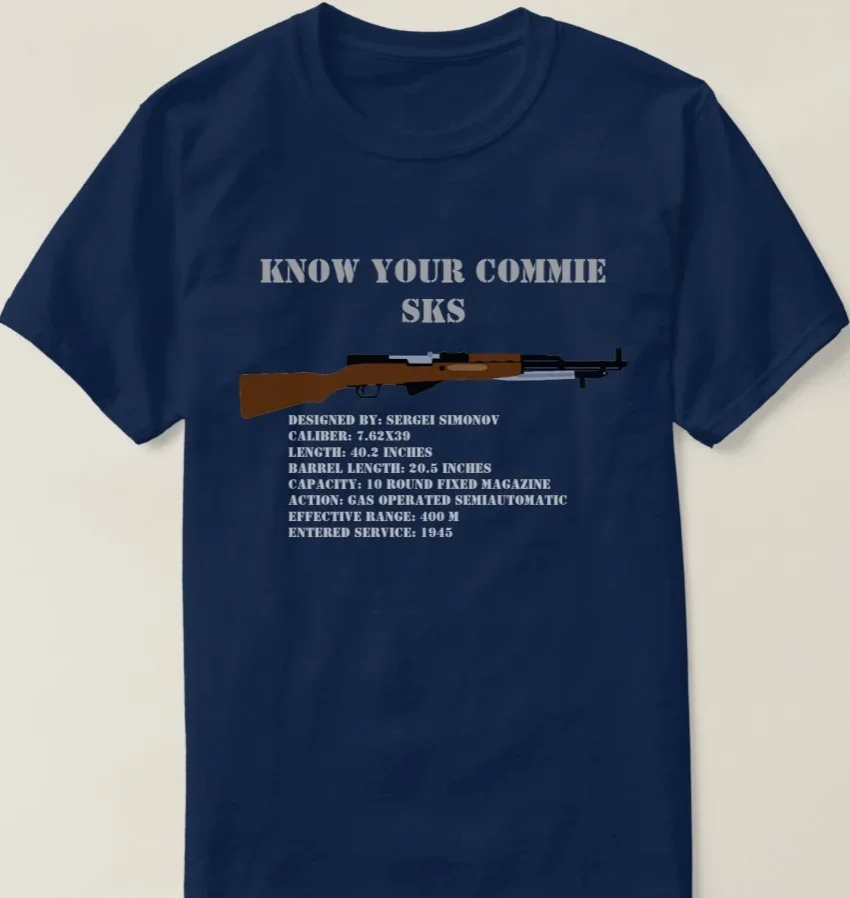 ليس جميع المسدسات الروسية هي بعض أنواع AK. روسيا السوفياتي SKS بندقية تي شيرت جديد 100% القطن قصير الأكمام س الرقبة عادية قميص رجالي #2