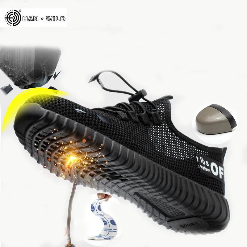 Men's Breathable Work Safety Shoes Men Outdoor Anti-slip Steel Puncture Proof Construction Safety Boots Steel Toe Cap Shoes