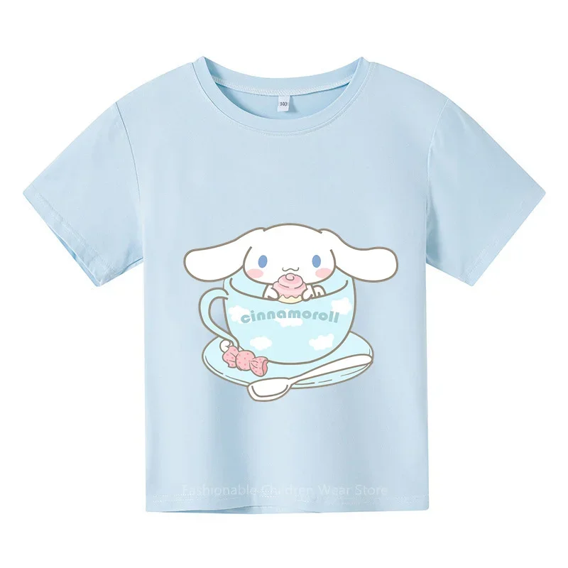 

Trendy Cinnamoroll Print T-shirt for Kids Casual Cotton Short Sleeve Tops Summer Outdoor Wear for Boys Girls