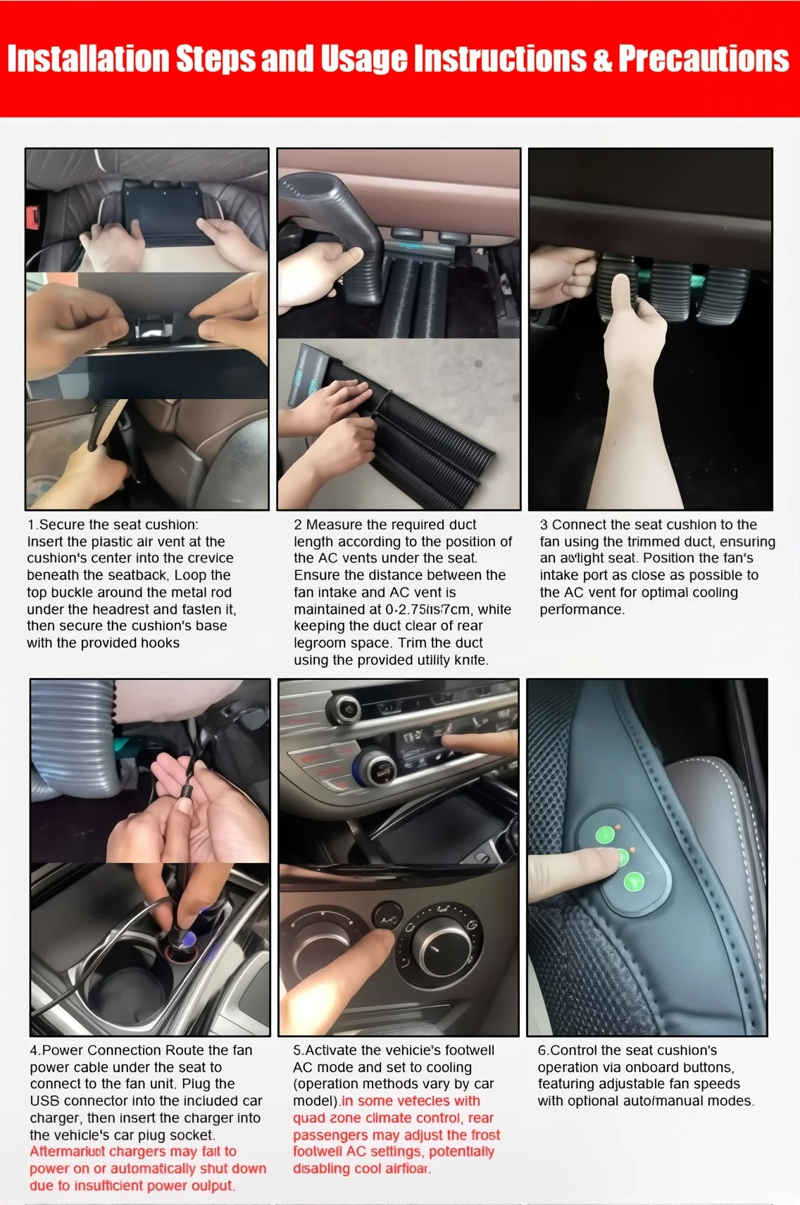 12V Universal Kühlung Belüftung Sitz Abdeckung Auto Sitz Abdeckung Sommer Fahren Atmungsaktive Sitz Abdeckung Cooling Pad Auto Zubehör – Detail 20