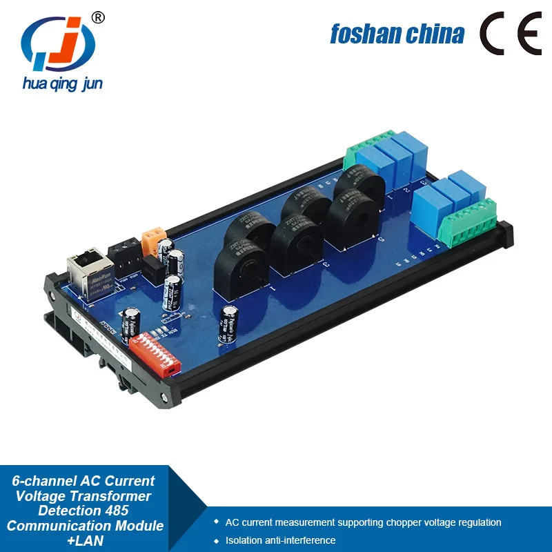 

Huaqingjun 6-канальный RS485 LAN Модуль обнаружения напряжения переменного тока Трансформатор Modbus RTU Модуль сбора данных TCP