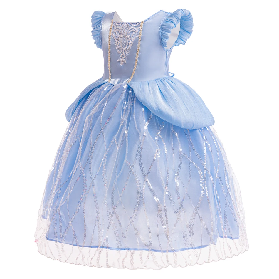 Princess Cinderella Ball Gown Fairy Tale Cosplay Costume Girls Luxury Bowknot Formal Dress Kids Summer Vestidos Birthday Gift