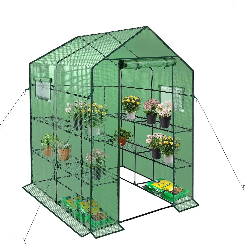 Imagem -05 - Estufa Walk-in com Janela Polietileno Reforçado Green House para Jardinagem de Plantas Níveis e Prateleiras L56.5 x W56.5 x H76.5