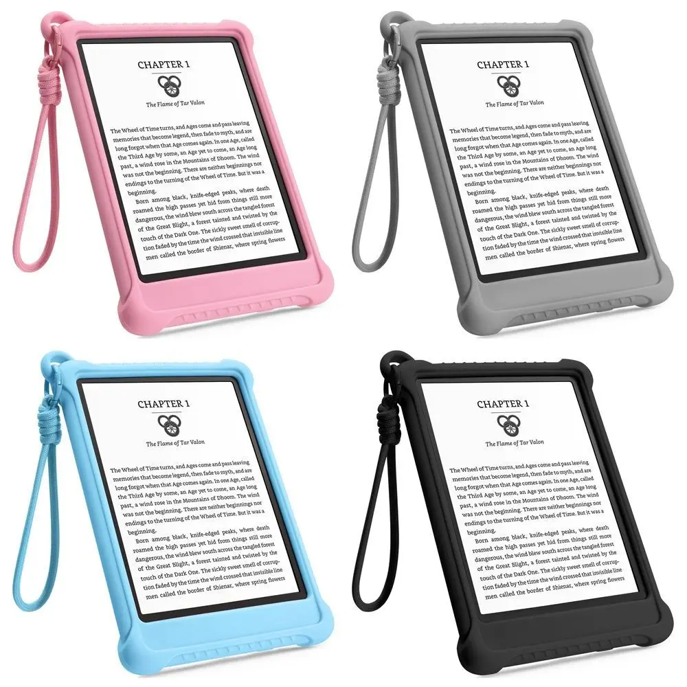 Silicone e-Reader Case Hand Strap Shockproof Protective Shell Kickstand for Kindle Paperwhite 2024 (12th Gen) 7 inch Colorsoft