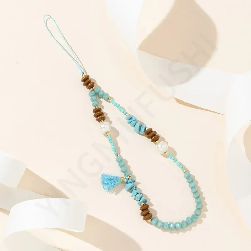 Creatieve Kristallen Kralen Telefoon Ketting Lanyard Sieraden voor Vrouwen Gift Mooie Boog Fringe Hanger Antislip Mobiele Telefoon Case Touw