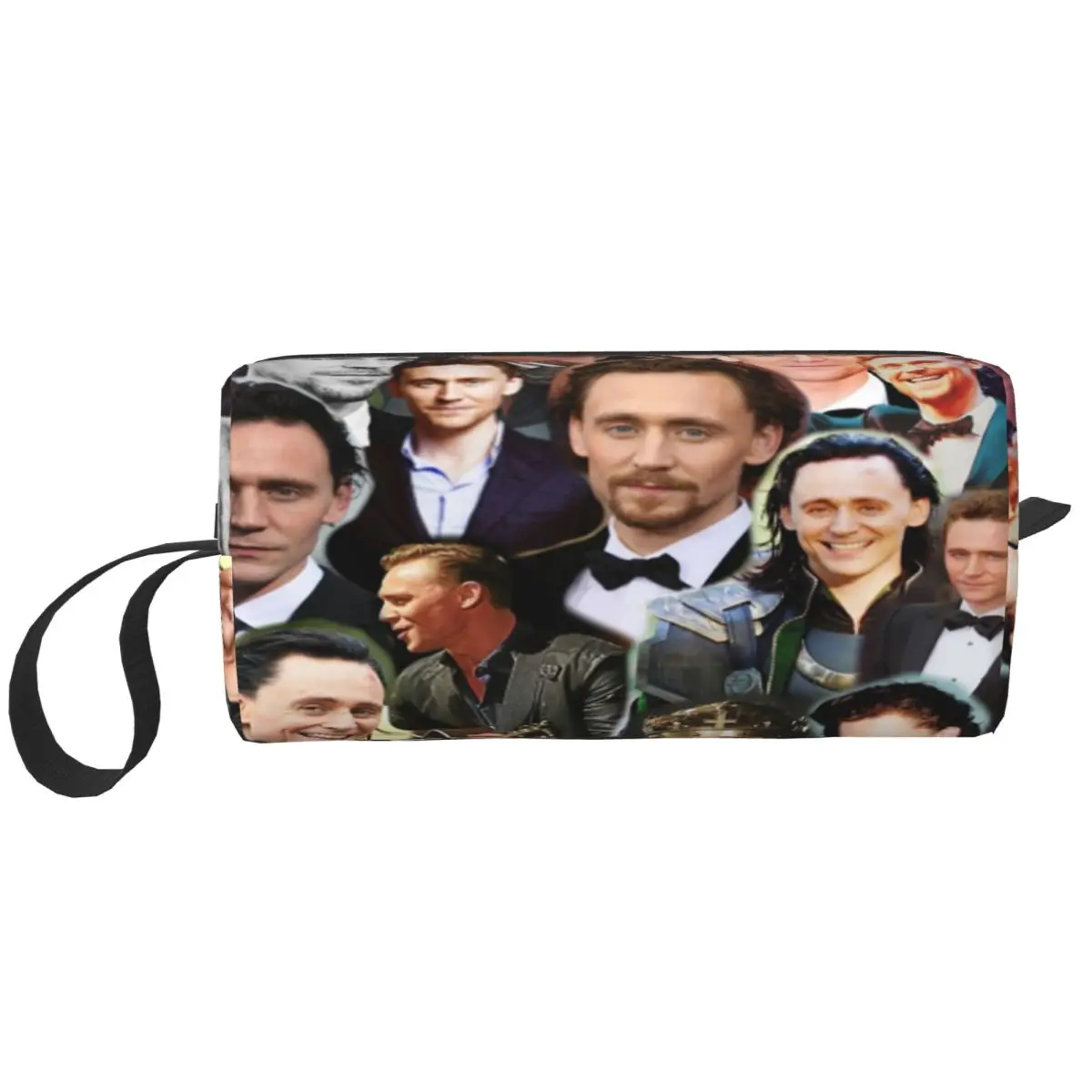 Tom Hiddleston Photo Collage Makeup Bag Cosmetic Organizer Storage Dopp Kit Toiletry Cosmetic Bag for Women Travel Pencil Case