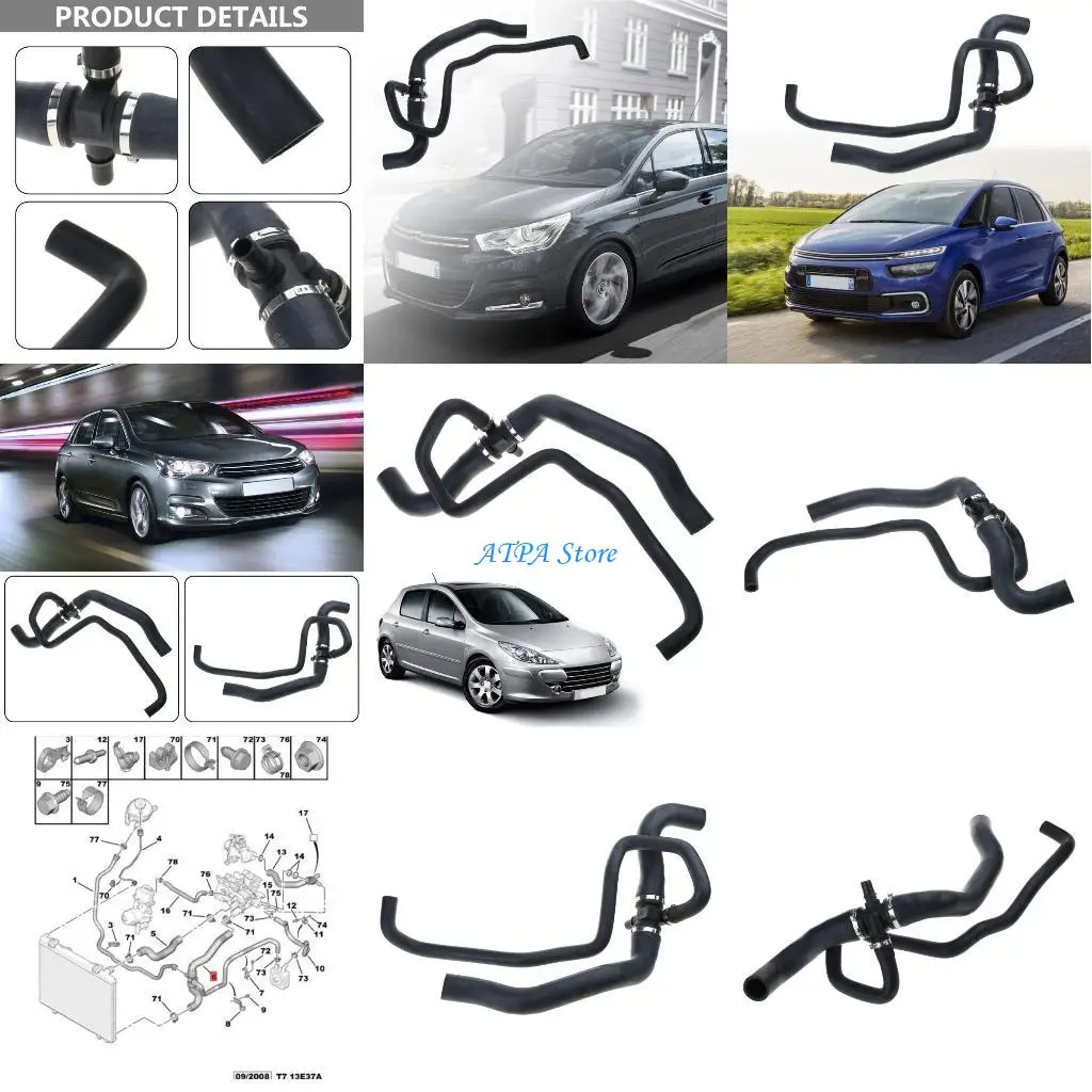 

U13C Radiator Hose Engine Coolant Lower Water Pipe Hose For 307 308 408 2.0L C4 Coupe
