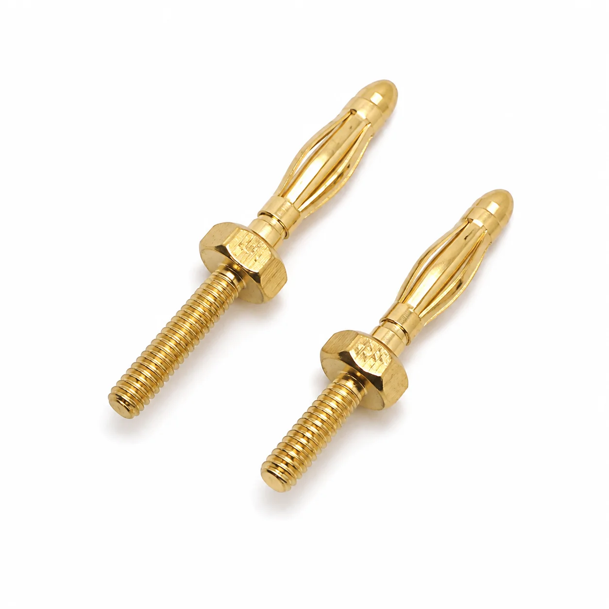 50pcs brass gold-plated 2mm non-insulated 2mm bare banana plug M2 thread length L=6.5 experimental terminal