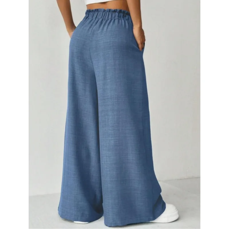 Damskie spodnie plus size 1XL-5XL, codzienne, modne, seksowne, wygodne, przewiewne, z koronkowym sznurowaniem, luźne, jednokolorowe.