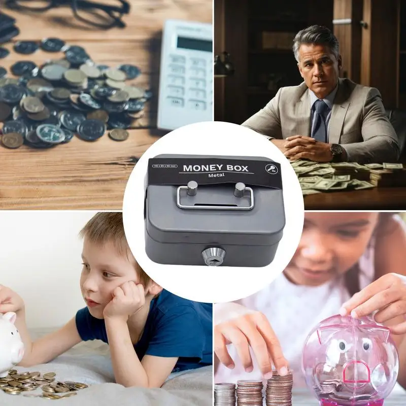 Mini Money Safe Box Key Money Holder Metal Storage Case Small Security Lock Box with Key Kids Portable Lockable Coin Boxes